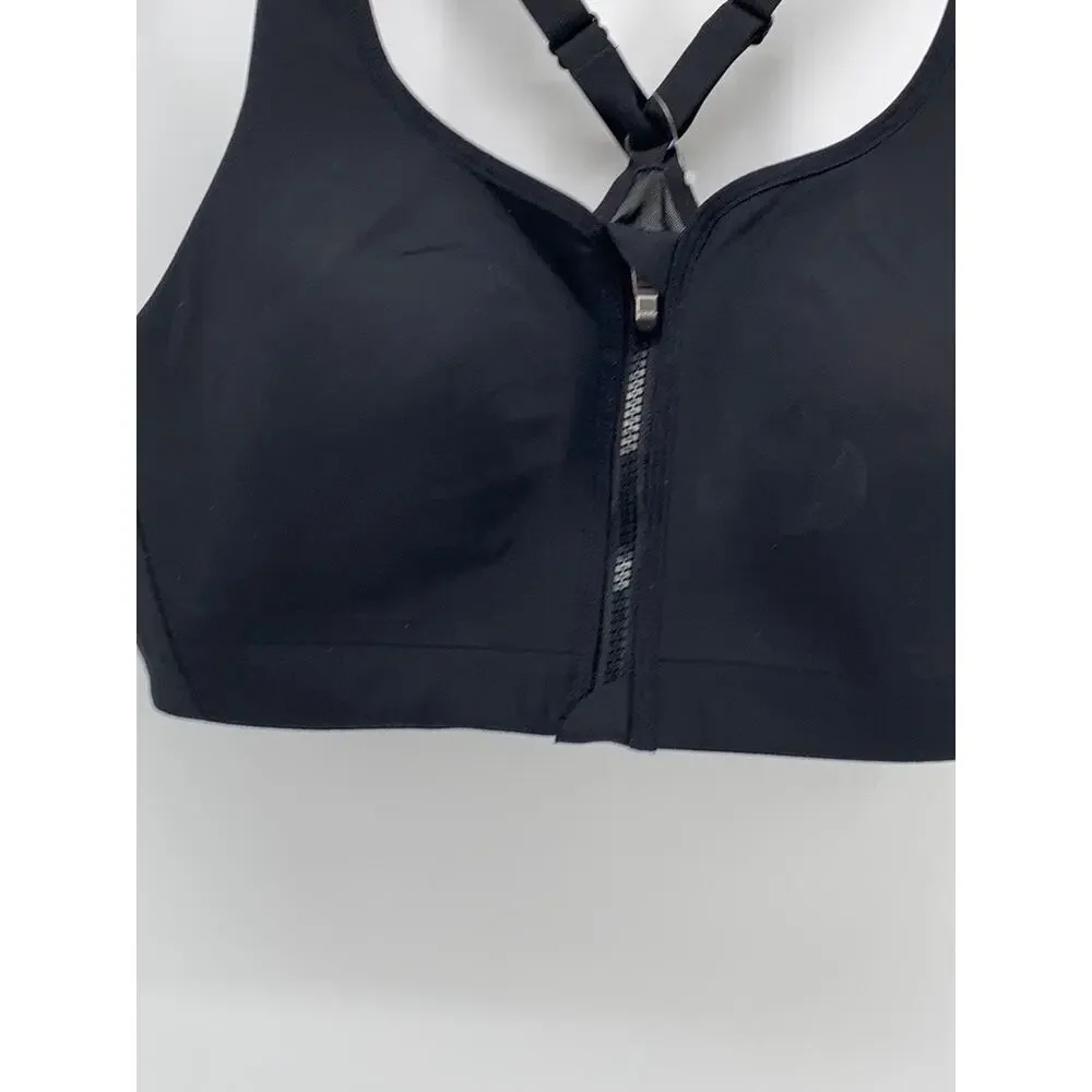 ATHLETA Women's Black Advance Zip Front Active Bra SZ 38B